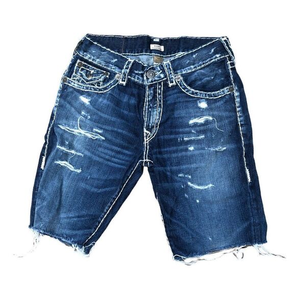 TRUE Religion Jean Shorts Size 33 RICKY SUPER T Blue - Picture 3 of 7